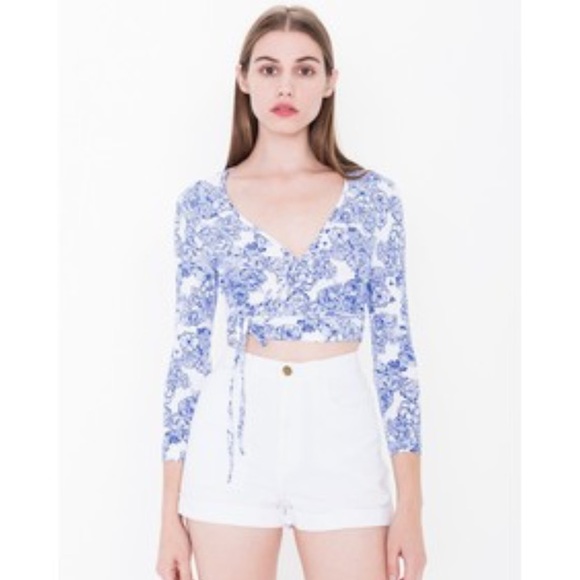 American Apparel Tops - Julliard Printed Wrap Top