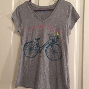 Adorable French bird on bike tshirt