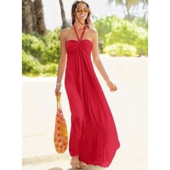 Victoria's Secret Bra Tops Red Maxi Dress