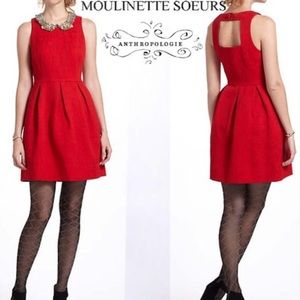 Anthropologie Moulinette Soeurs Red Brocade Dress