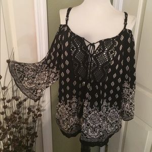 Angie Boho Cold Shoulder Tunic Top