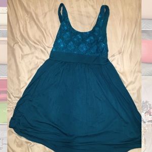 Green knee length dress