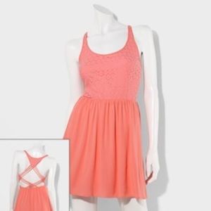 Coral Dress with criss cross back!