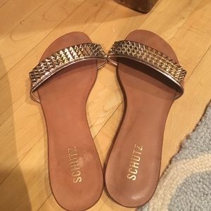 Rose Gold Studded Flat Sandals
