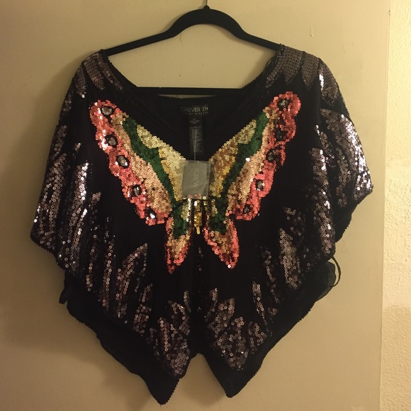 Sequins butterfly top
