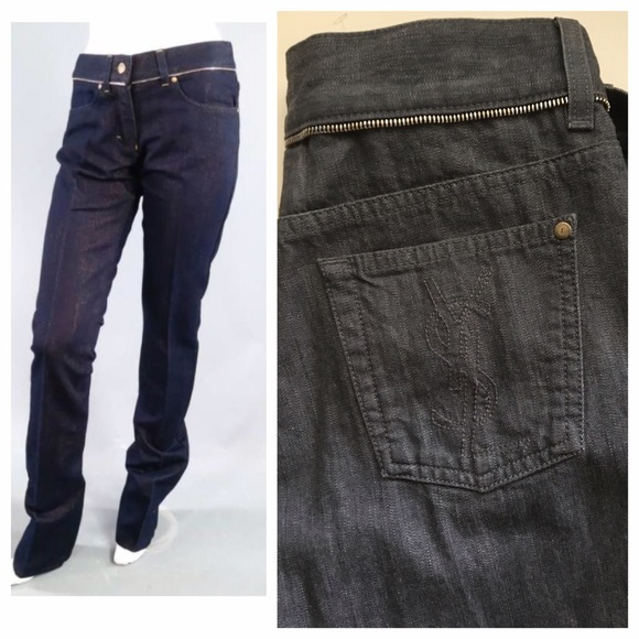 YVES SAINT LAURENT Denim Zipper Detail Jeans