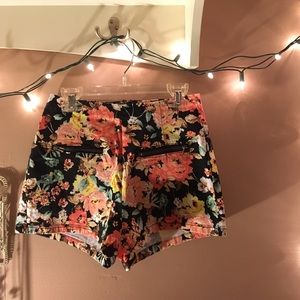 High waisted floral shorts