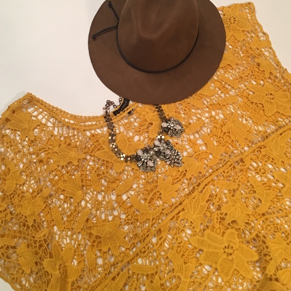 Yellow Lace Crop Top
