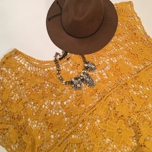 Yellow Lace Crop Top