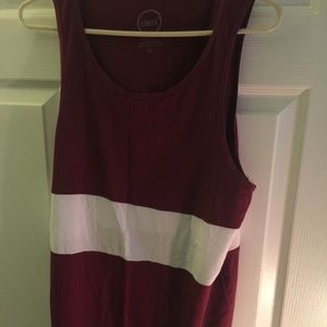 XL maroon and white tank