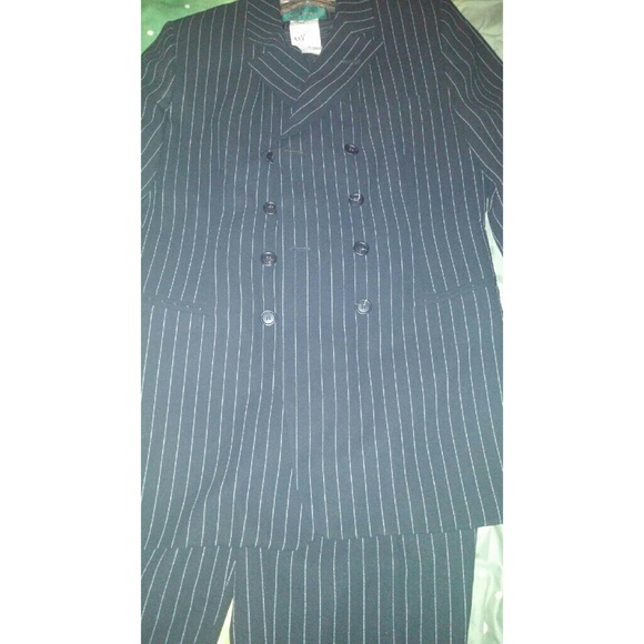 Dark navy blue and silver stripe suit