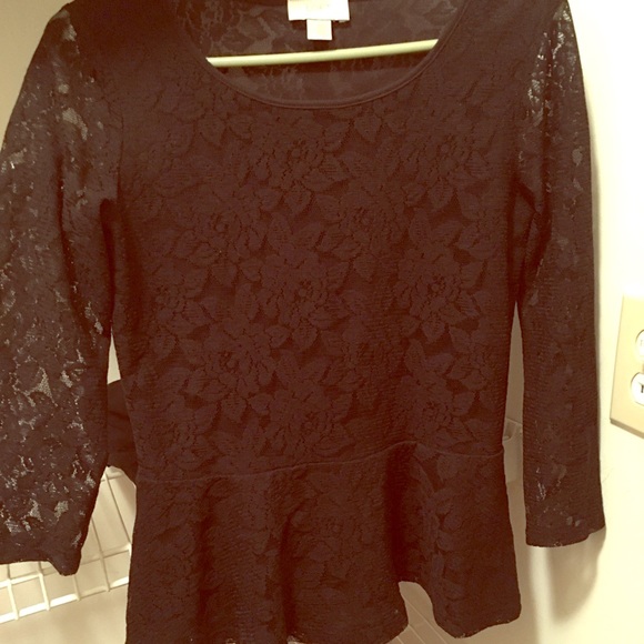Ann Taylor Loft Black Lace Peplum top!