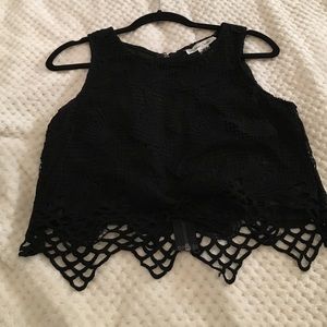 Black crochet crop top