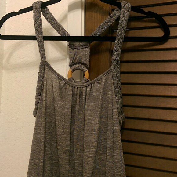 Tank blouse with braided straps and banded bottom
