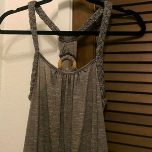 Tank blouse with braided straps and banded bottom