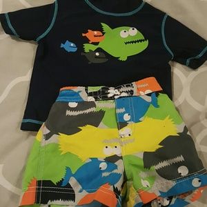 CARTER'S Pirahana Rash Guard and Matching Trunks