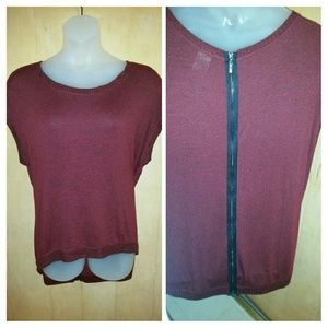 Dolman Sleeve Zipper-Back Hi-Low tunic top