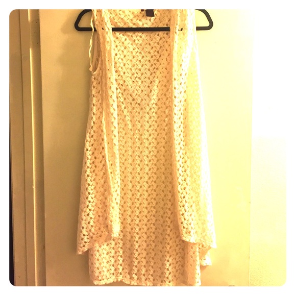 Cream crochet vest