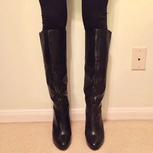 Zara Narrow Calf Below-Knee Faux Leather Boots