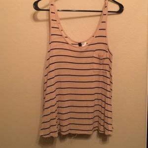 Beige and black striped flowy tank.