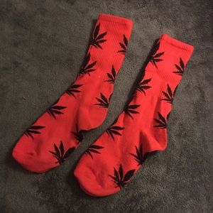 Black and Red Weed Socks