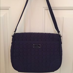 Vera Bradley Navy Microfiber Saddle Shoulder Bag