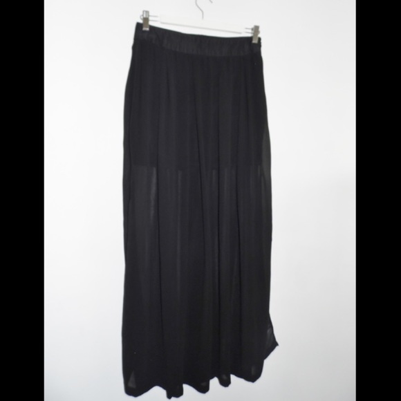 MNG Black Chiffon Maxi Skirt