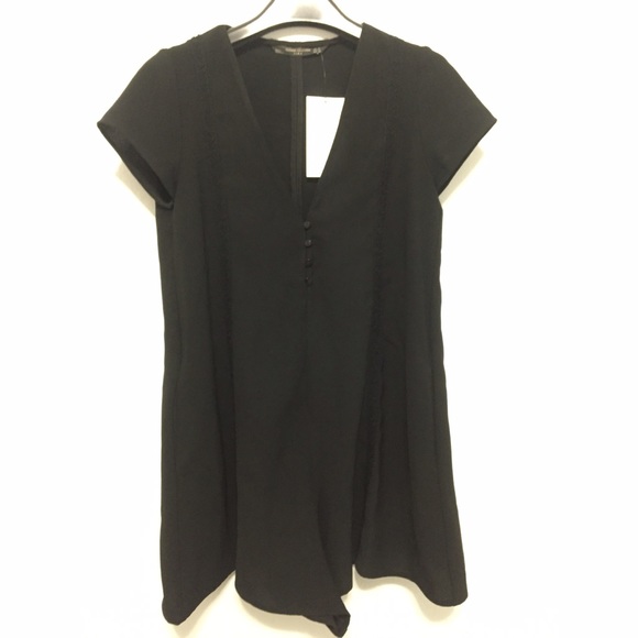 Zara v-neck black romper - Picture 1 of 4
