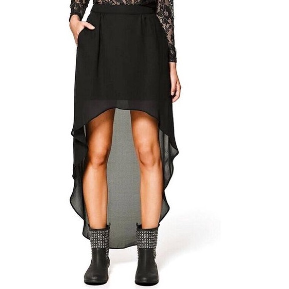 XL Decree Black Chiffon Highlow Skirt