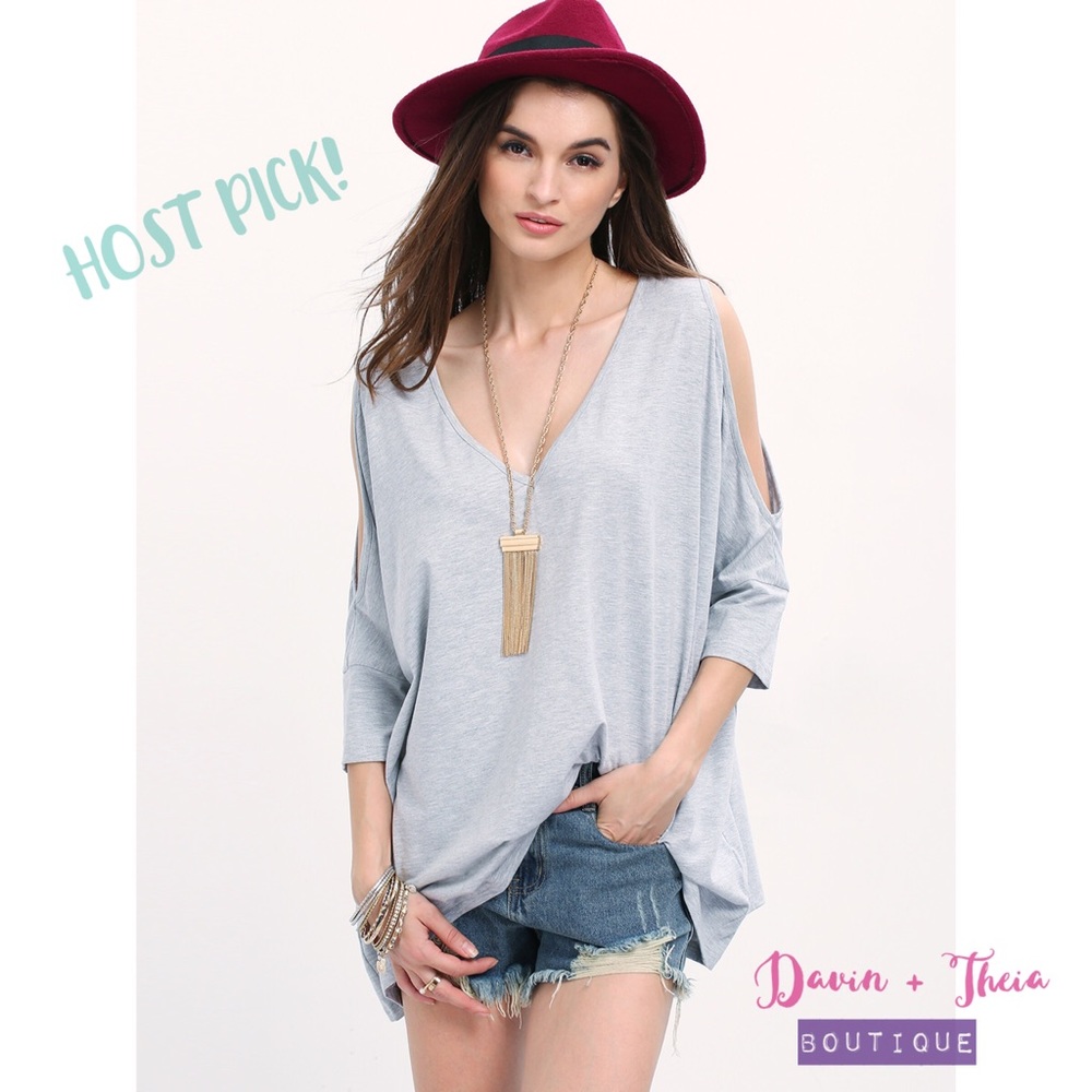 HP 2X 💖 Gray Cold Shoulder Top