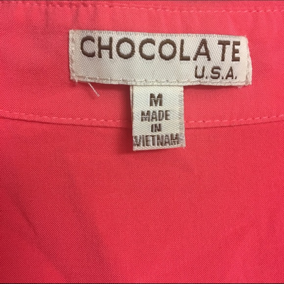 Coral Sleeveless Collared Button-down Tank (M) - Picture 4 of 4