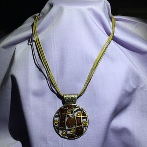 NWOT copper colored glass & bead necklace