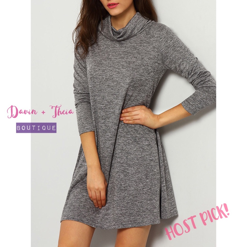 HP 2X 💖 Jersey Gray High Neck Dress