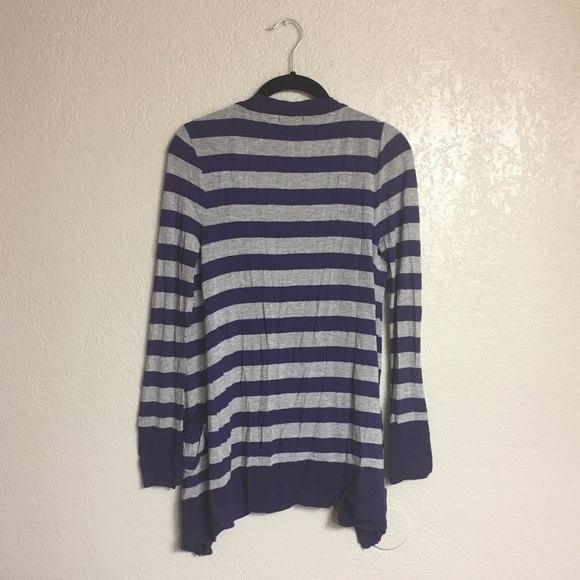 Long Purple/Gray Striped Cardigan Sweater (Small) - Picture 3 of 4