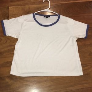 Topshop white crop top with blue lining