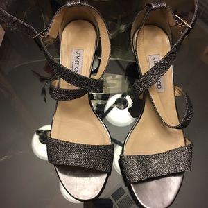 Jimmy Choo Black Glittery Wedge Shoes