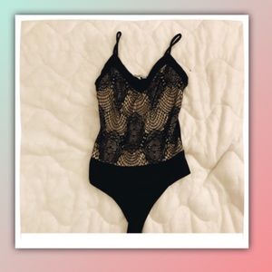 Nude Black Lace Bodysuit