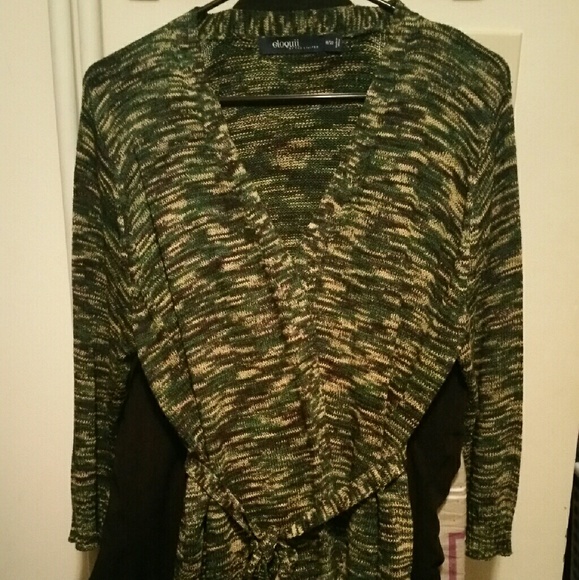 Green and Yellow Wrap Sweater