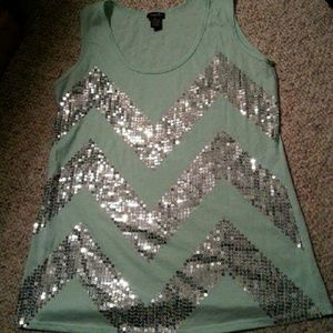 Mint Chevron Seqiun Patterned Tank