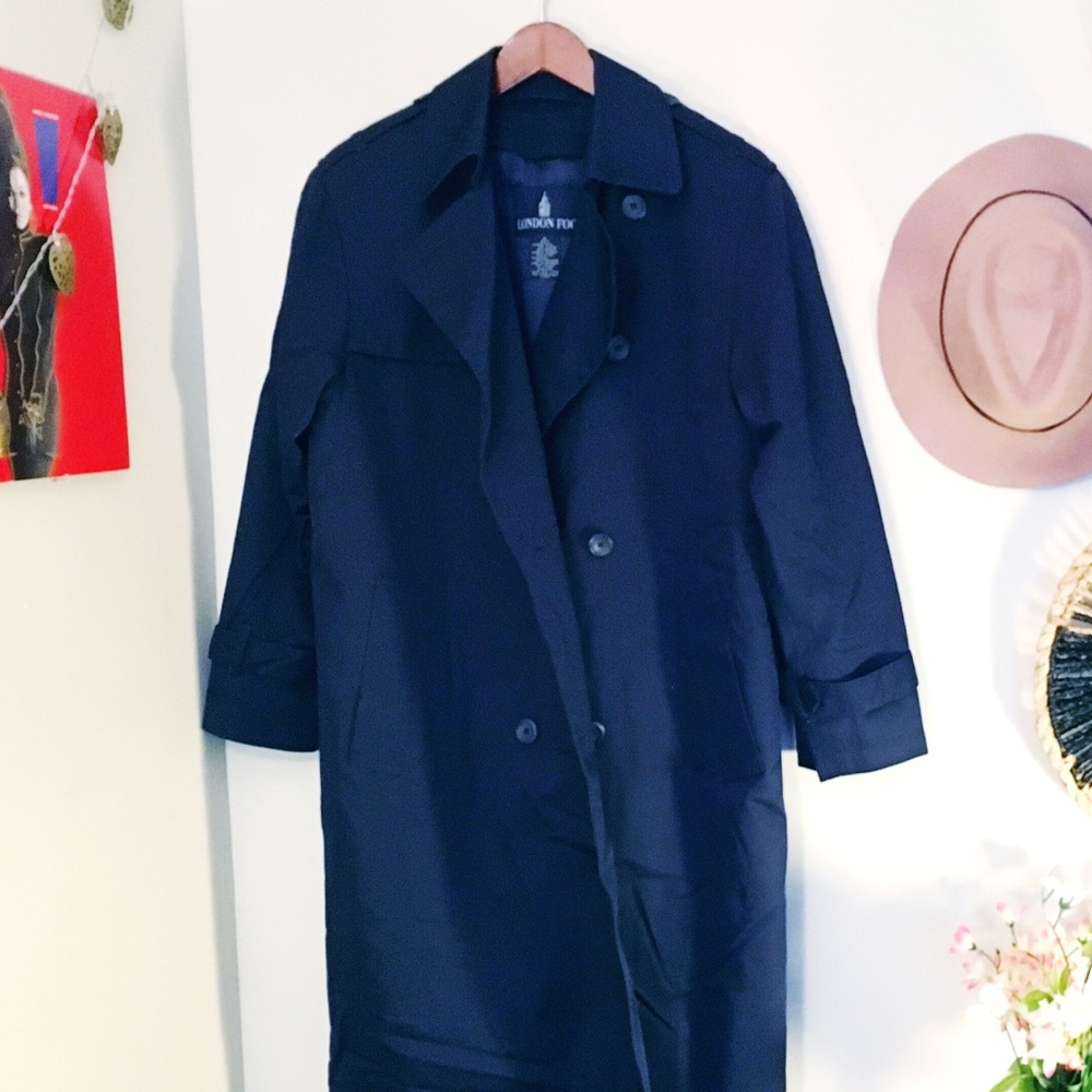London Fog Heavyweight Winter Trench Coat Navy
