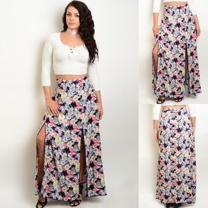 plus size maxi skirt with double slits