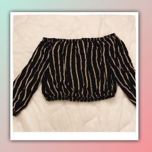 Brandy Melville Off the Shoulder Striped Crop Top