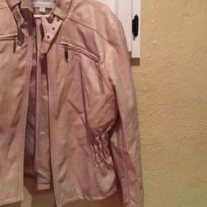 Faux leather coat. Worn once. Lined.