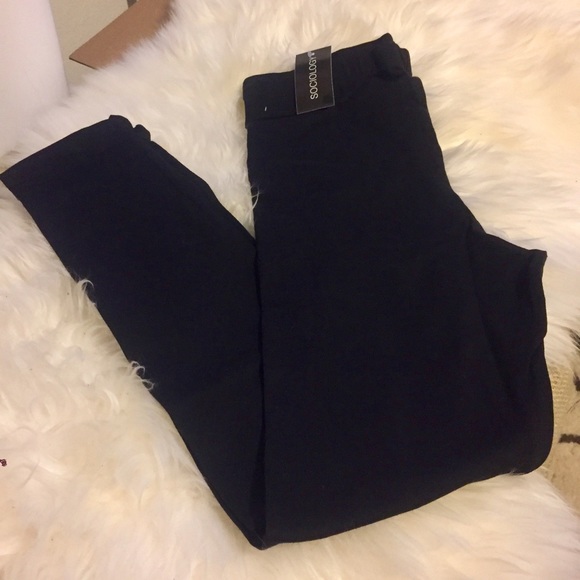 High waist black stretchy leggings - Picture 3 of 3