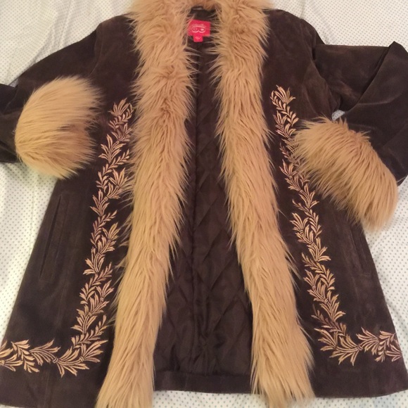 Brown and tan suede coat Size L