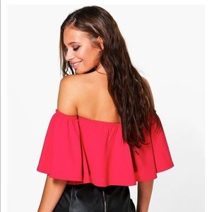 NWOT Vibrant Red Bardot Top
