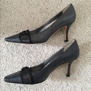 Rene Caovilla Grey ray skin kitten heels