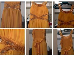 Yellow dress with beaded details