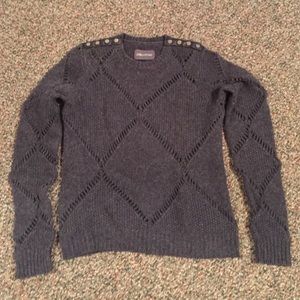 Grey Sweater with Leather Trim