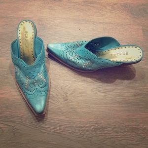 BCBGirls slip on turquoise cowboy clog